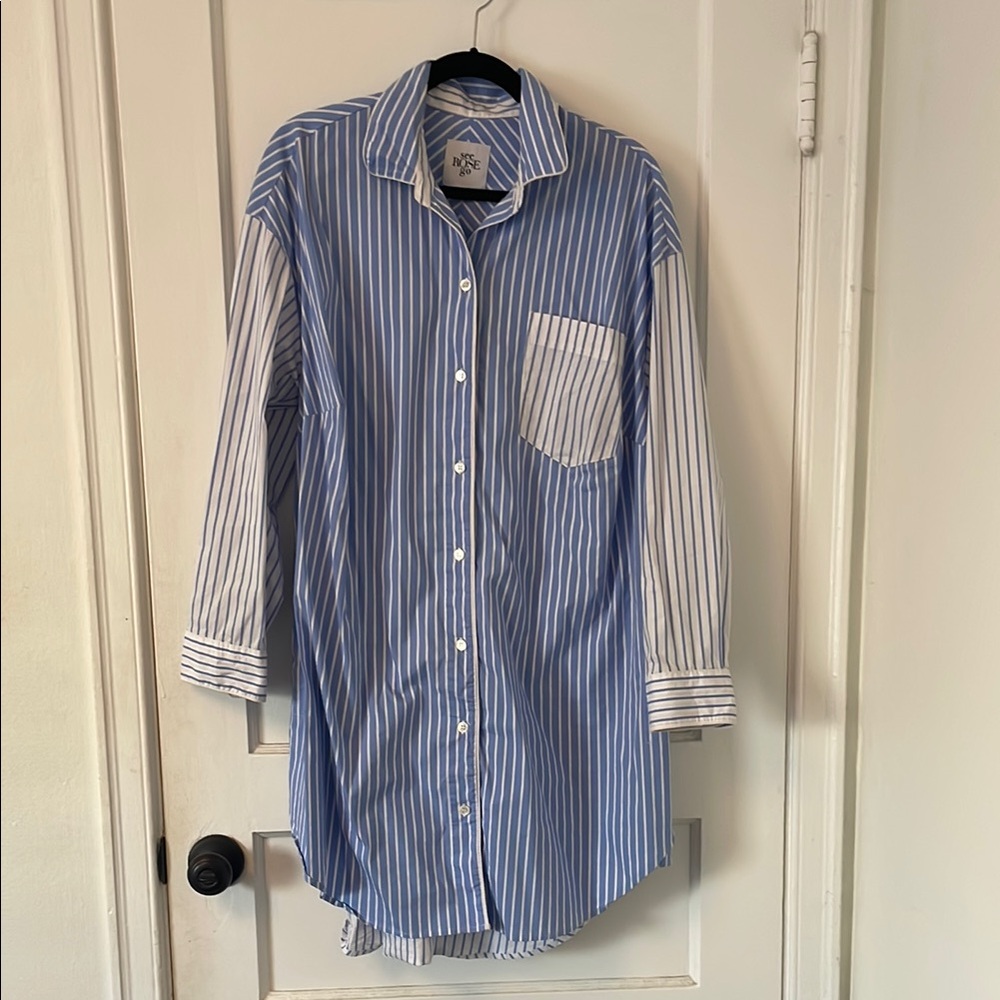 SEE Rose Go - Button Down Striped Shirt Tunic - SIZE 1 - XL